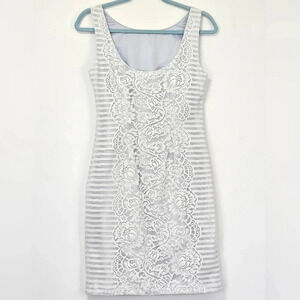 Jessica Simpson light pale blue with white lace overlay knee length dress